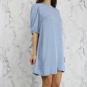 NWT NEW Samsoe Aram Short Sleeve Mini Dress in Dusty Blue Size XL